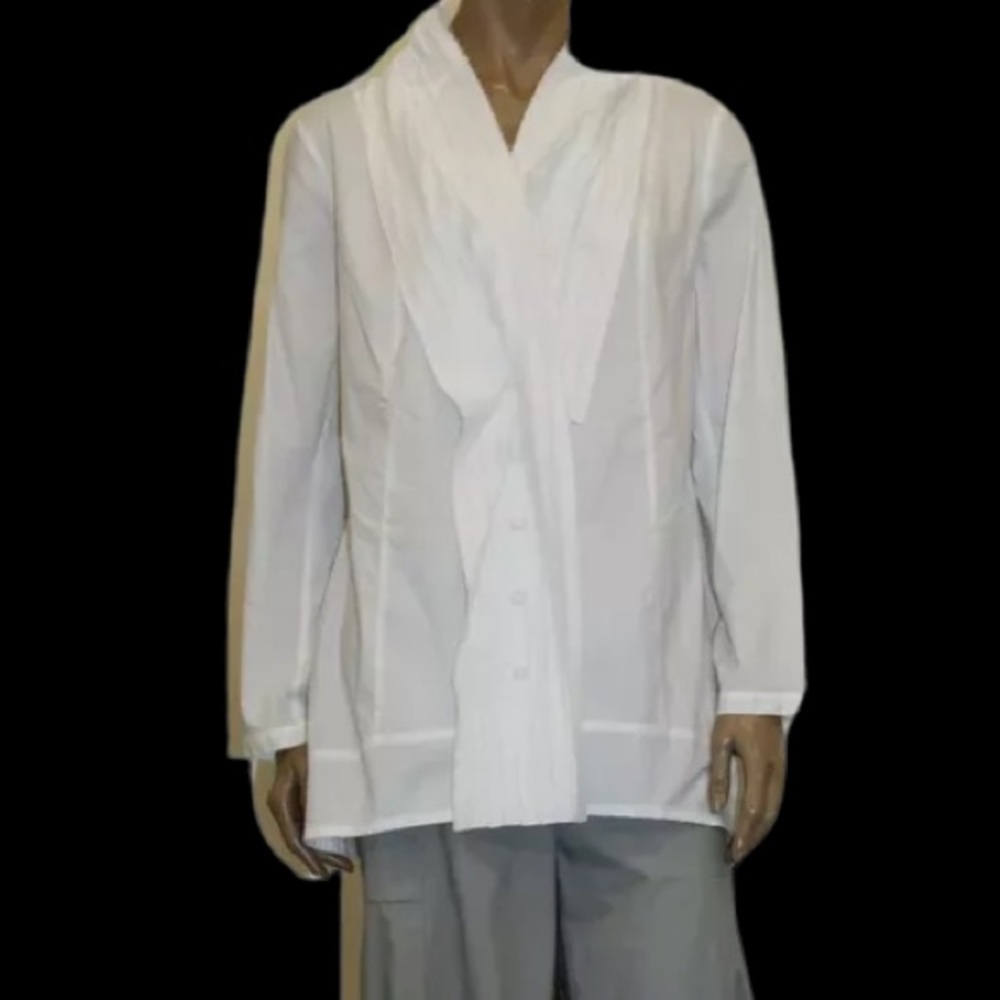 Rare Risona Tomo White Scarf Shirt - Picture 2 of 11